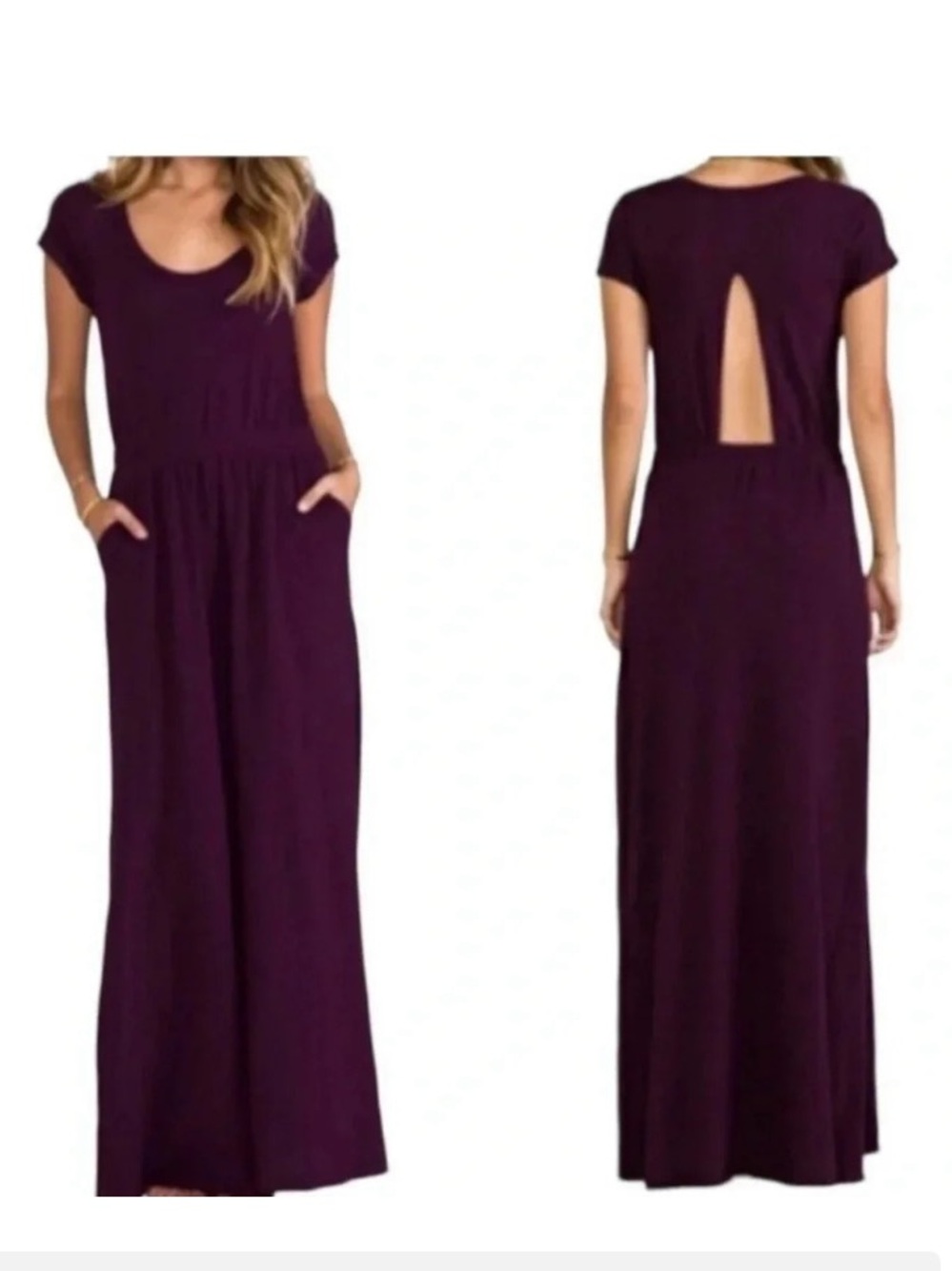 Free People FP Beach Andrina's in Eggplant Side Slit Back Cutout Dress S